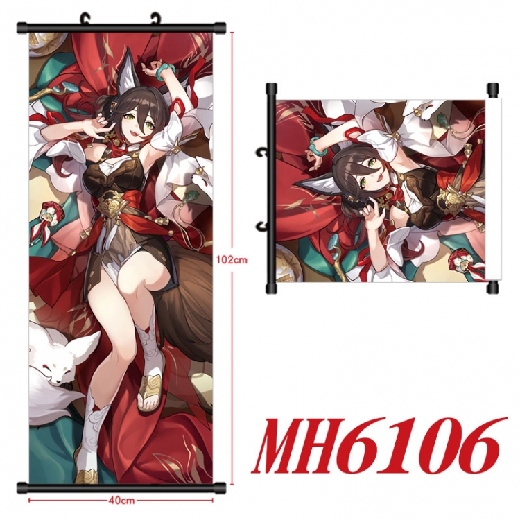 Honkai: Star Rail Anime black Plastic rod Cloth painting Wall Scroll 40X102CM  MH6106