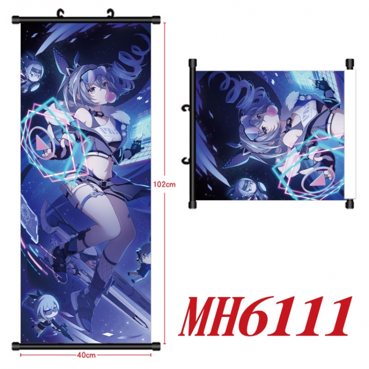 Honkai: Star Rail Anime black Plastic rod Cloth painting Wall Scroll 40X102CM  MH6111