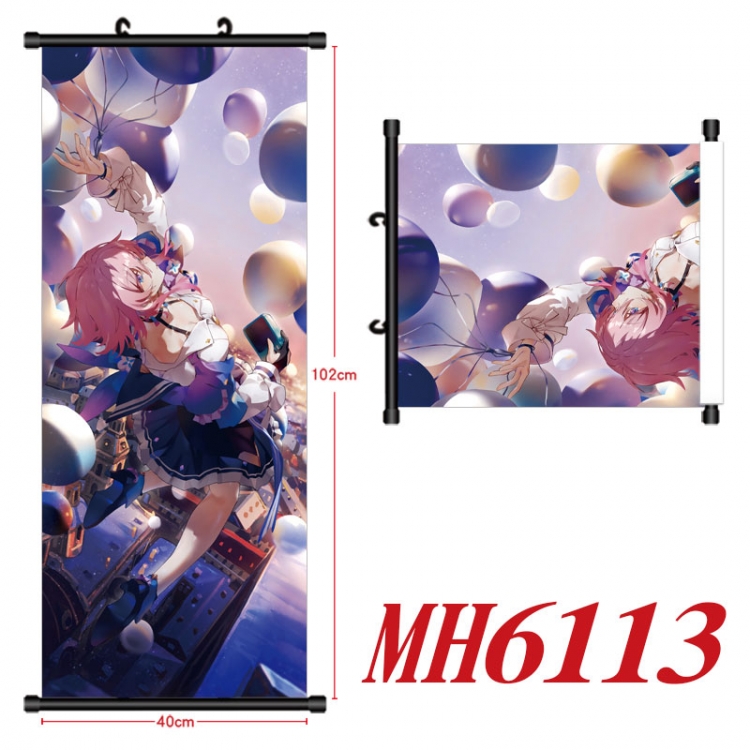 Honkai: Star Rail Anime black Plastic rod Cloth painting Wall Scroll 40X102CM  MH6113