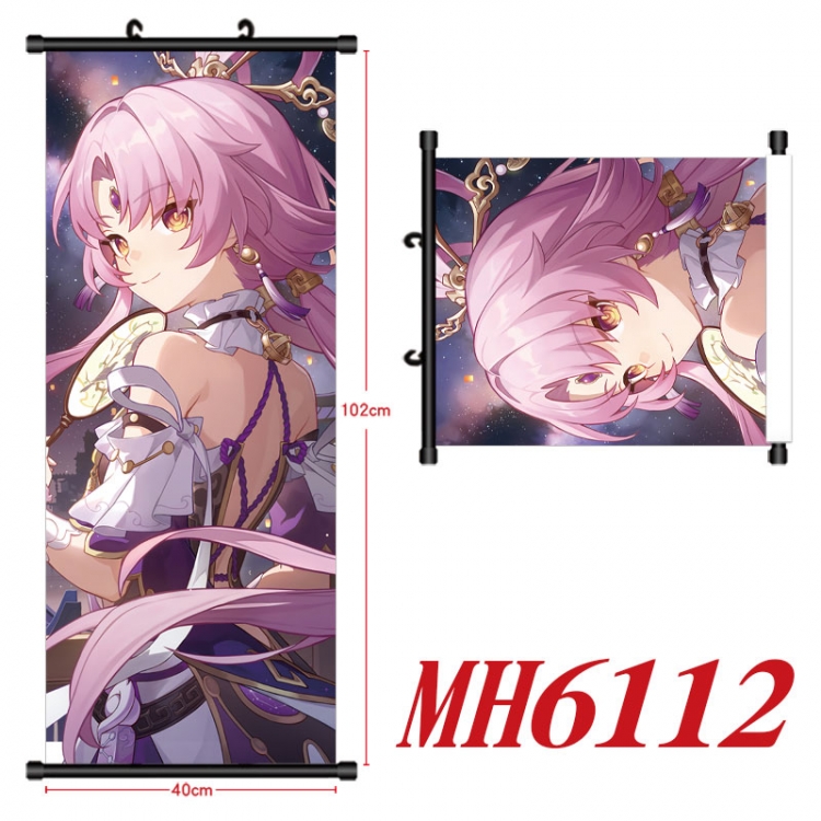 Honkai: Star Rail Anime black Plastic rod Cloth painting Wall Scroll 40X102CM  MH6112