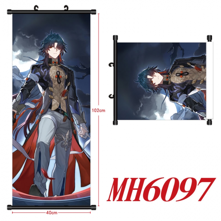 Honkai: Star Rail Anime black Plastic rod Cloth painting Wall Scroll 40X102CM  MH6097