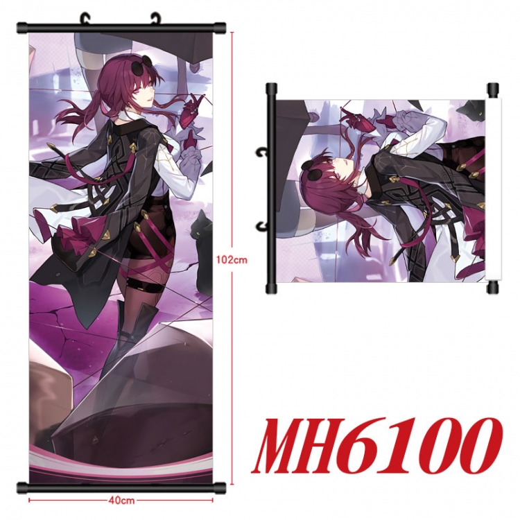 Honkai: Star Rail Anime black Plastic rod Cloth painting Wall Scroll 40X102CM  MH6100