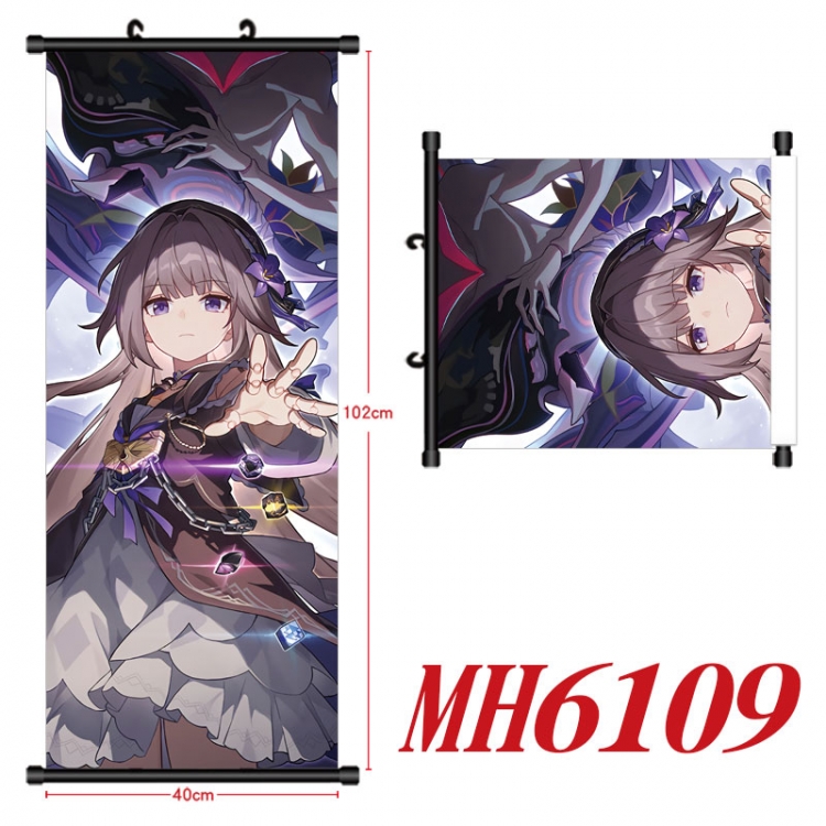 Honkai: Star Rail Anime black Plastic rod Cloth painting Wall Scroll 40X102CM  MH6109