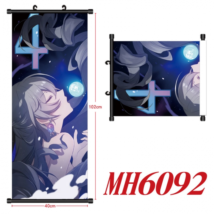 Honkai: Star Rail Anime black Plastic rod Cloth painting Wall Scroll 40X102CM MH6092