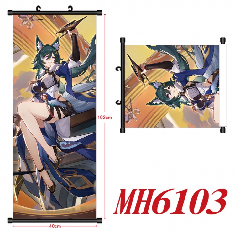 Honkai: Star Rail Anime black Plastic rod Cloth painting Wall Scroll 40X102CM  MH6103