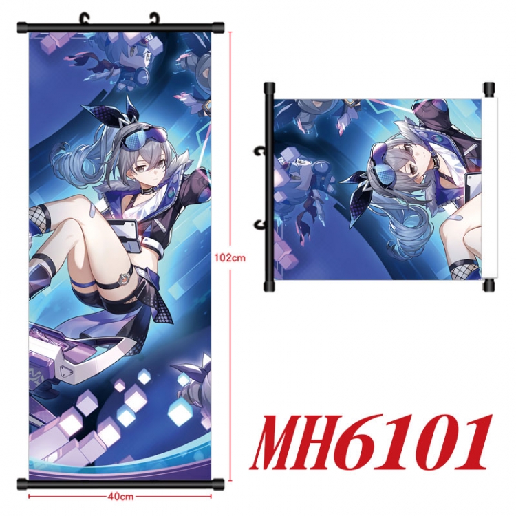 Honkai: Star Rail Anime black Plastic rod Cloth painting Wall Scroll 40X102CM  MH6101