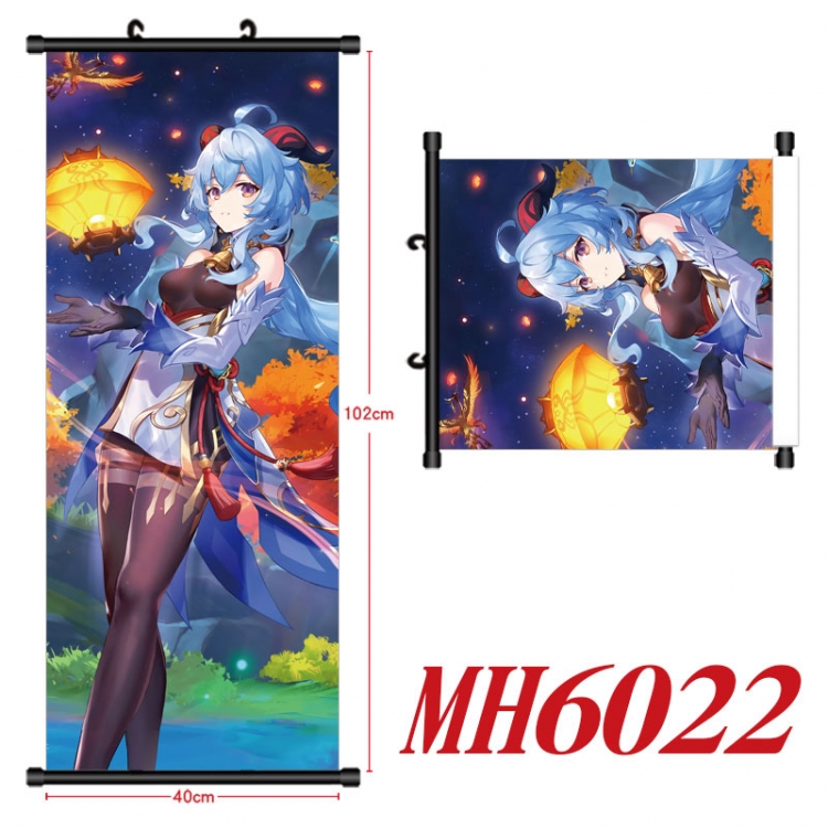 Genshin Impact Anime black Plastic rod Cloth painting Wall Scroll 40X102CM MH6022