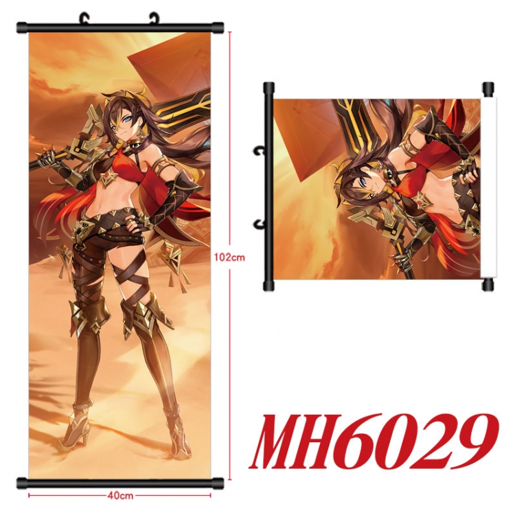 Genshin Impact Anime black Plastic rod Cloth painting Wall Scroll 40X102CM MH6029