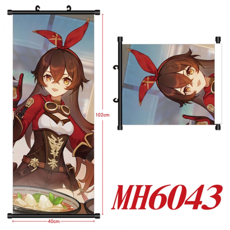 Genshin Impact Anime black Plastic rod Cloth painting Wall Scroll 40X102CM MH6043