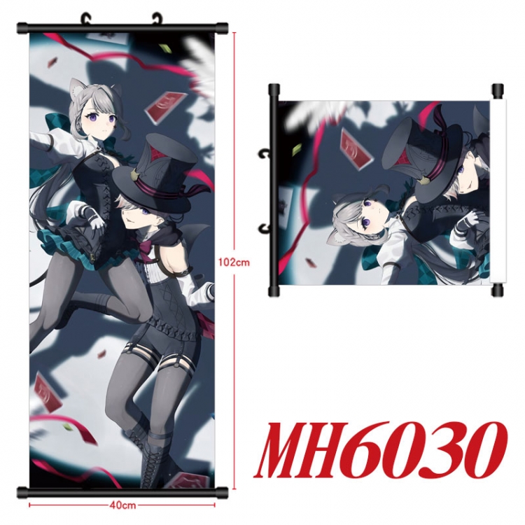 Genshin Impact Anime black Plastic rod Cloth painting Wall Scroll 40X102CM  MH6030