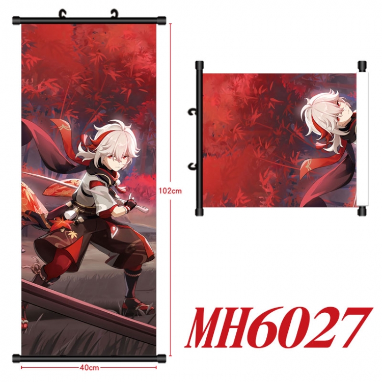 Genshin Impact Anime black Plastic rod Cloth painting Wall Scroll 40X102CM MH6027