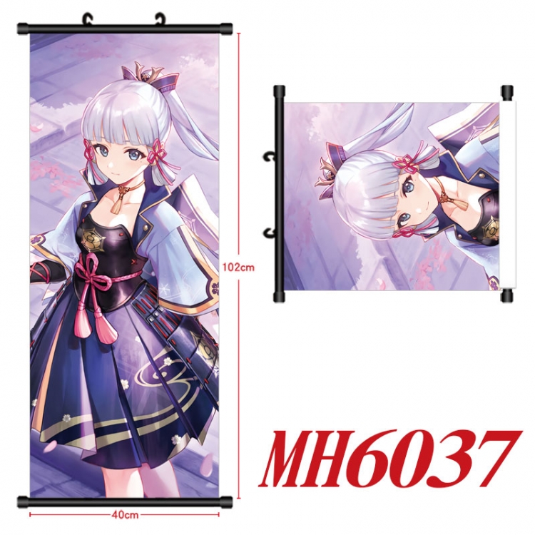 Genshin Impact Anime black Plastic rod Cloth painting Wall Scroll 40X102CM MH6037