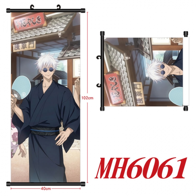 Jujutsu Kaisen Anime black Plastic rod Cloth painting Wall Scroll 40X102CM MH6061