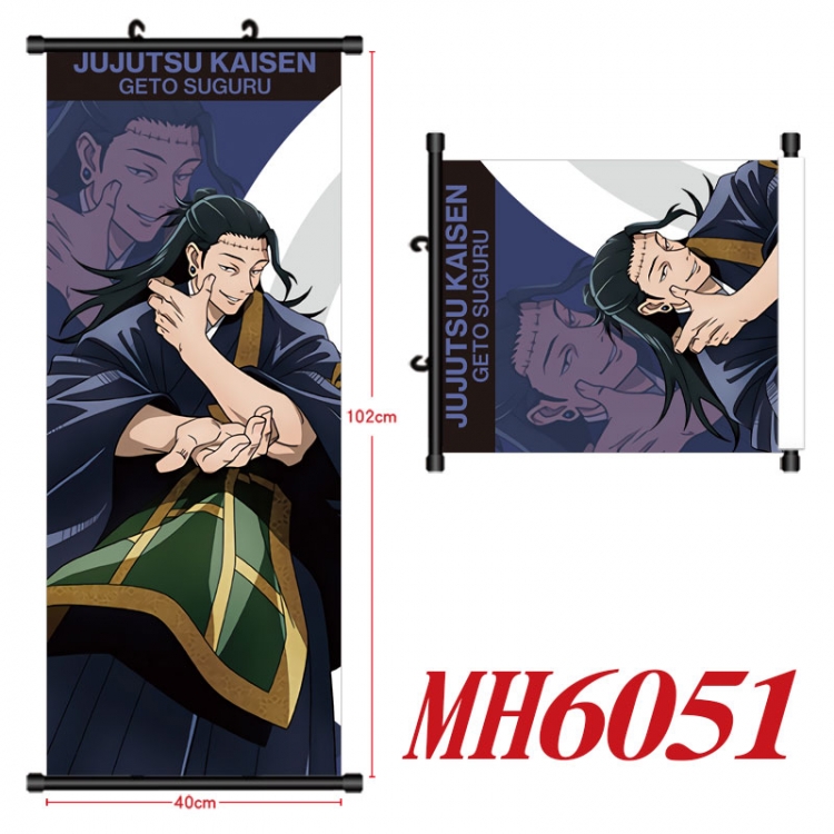 Jujutsu Kaisen Anime black Plastic rod Cloth painting Wall Scroll 40X102CM MH6051