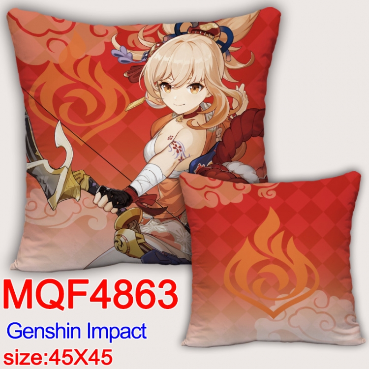 Genshin Impact  Anime square full-color pillow cushion 45X45CM NO FILLING MQF-4863