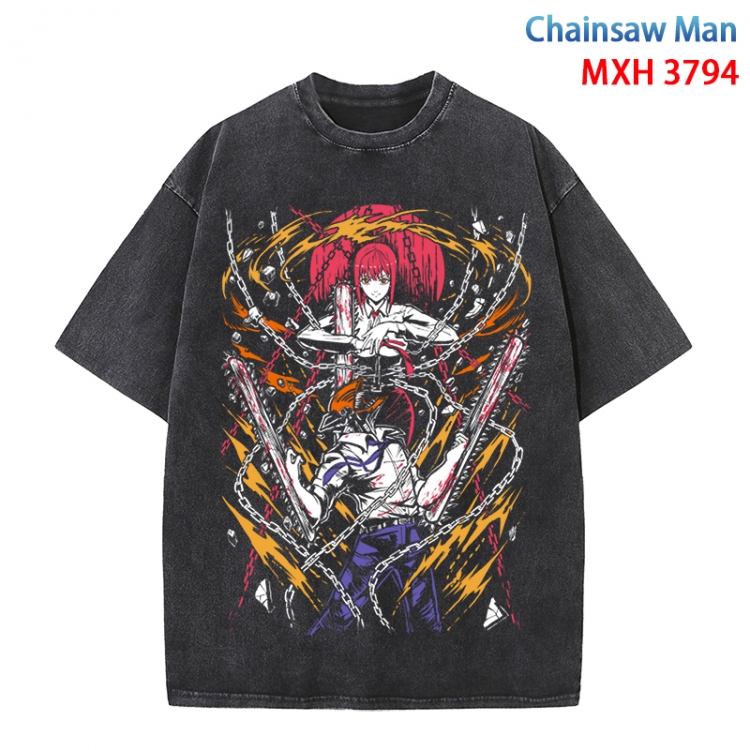 Chainsaw man Anime peripheral pure cotton washed and worn T-shirt from S to 4XL MXH-3794