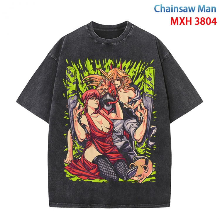 Chainsaw man Anime peripheral pure cotton washed and worn T-shirt from S to 4XL MXH-3804