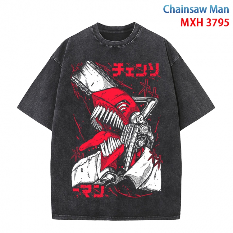 Chainsaw man Anime peripheral pure cotton washed and worn T-shirt from S to 4XL MXH-3795