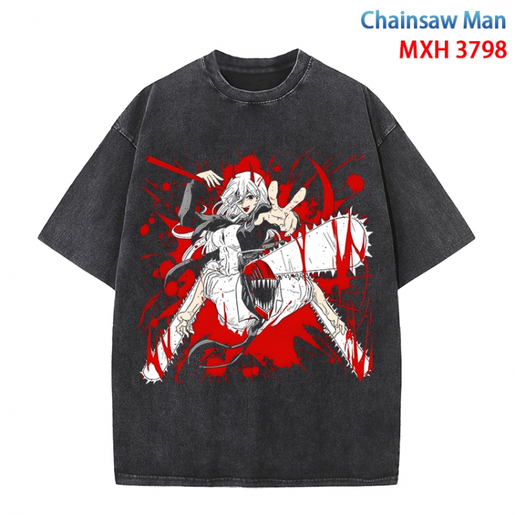 Chainsaw man Anime peripheral pure cotton washed and worn T-shirt from S to 4XL MXH-3798