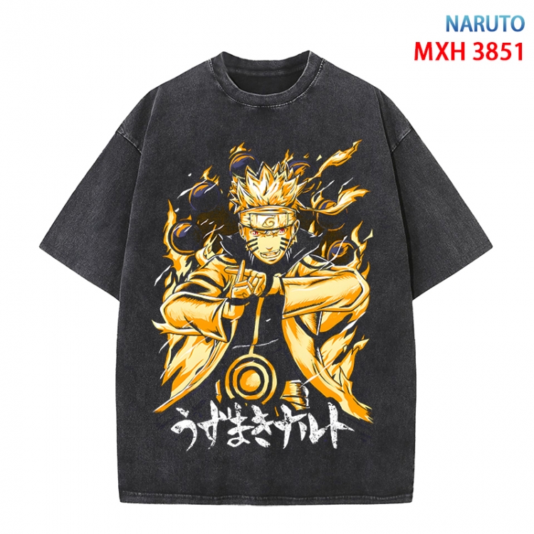 Naruto Anime peripheral pure cotton washed and worn T-shirt from S to 4XL  MXH-3851