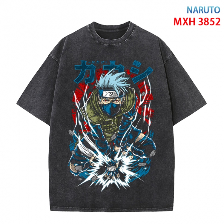 Naruto Anime peripheral pure cotton washed and worn T-shirt from S to 4XL  MXH-3852