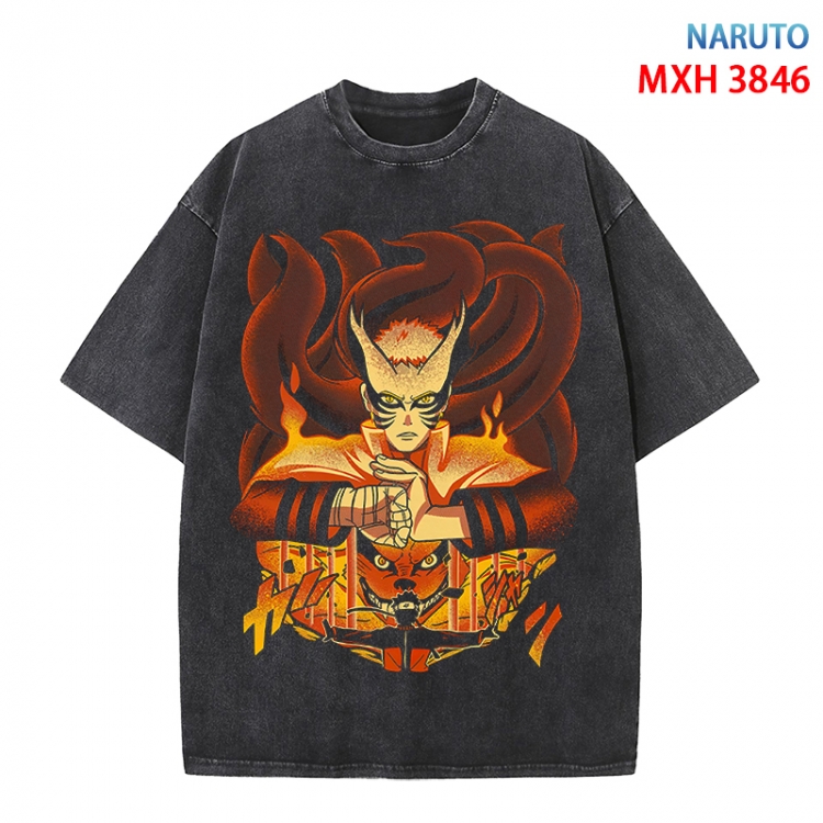 Naruto Anime peripheral pure cotton washed and worn T-shirt from S to 4XL  MXH-3846