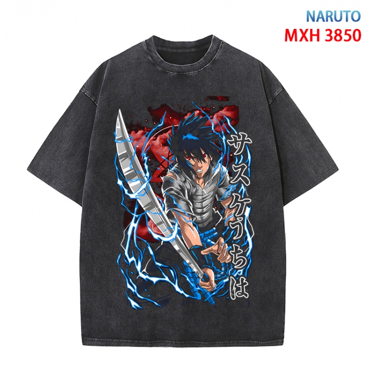 Naruto Anime peripheral pure cotton washed and worn T-shirt from S to 4XL  MXH-3850