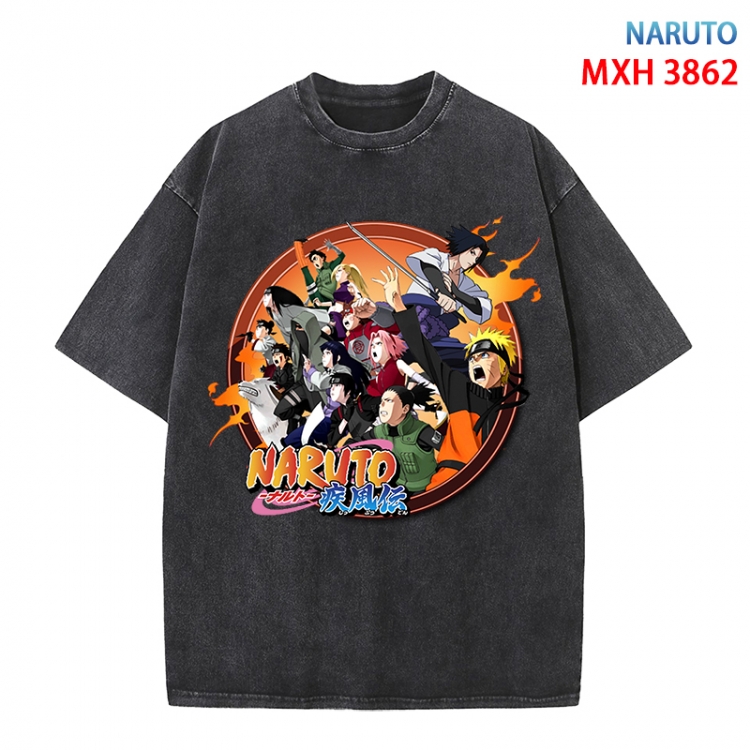 Naruto Anime peripheral pure cotton washed and worn T-shirt from S to 4XL MXH-3862