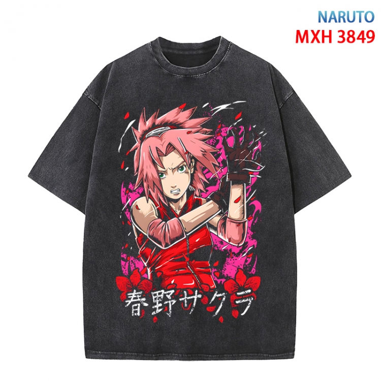 Naruto Anime peripheral pure cotton washed and worn T-shirt from S to 4XL  MXH-3849