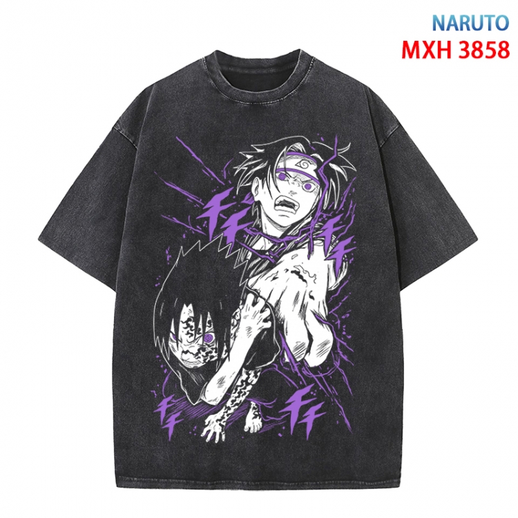 Naruto Anime peripheral pure cotton washed and worn T-shirt from S to 4XL  MXH-3858