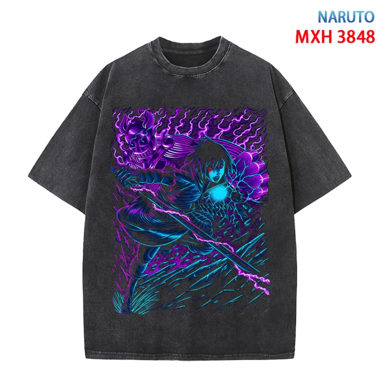 Naruto Anime peripheral pure cotton washed and worn T-shirt from S to 4XL MXH-3848