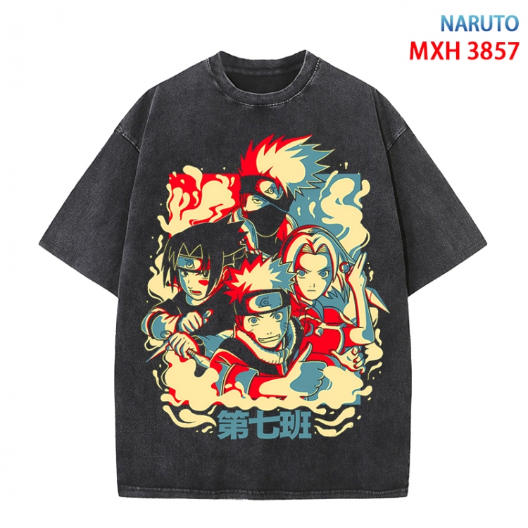 Naruto Anime peripheral pure cotton washed and worn T-shirt from S to 4XL MXH-3857