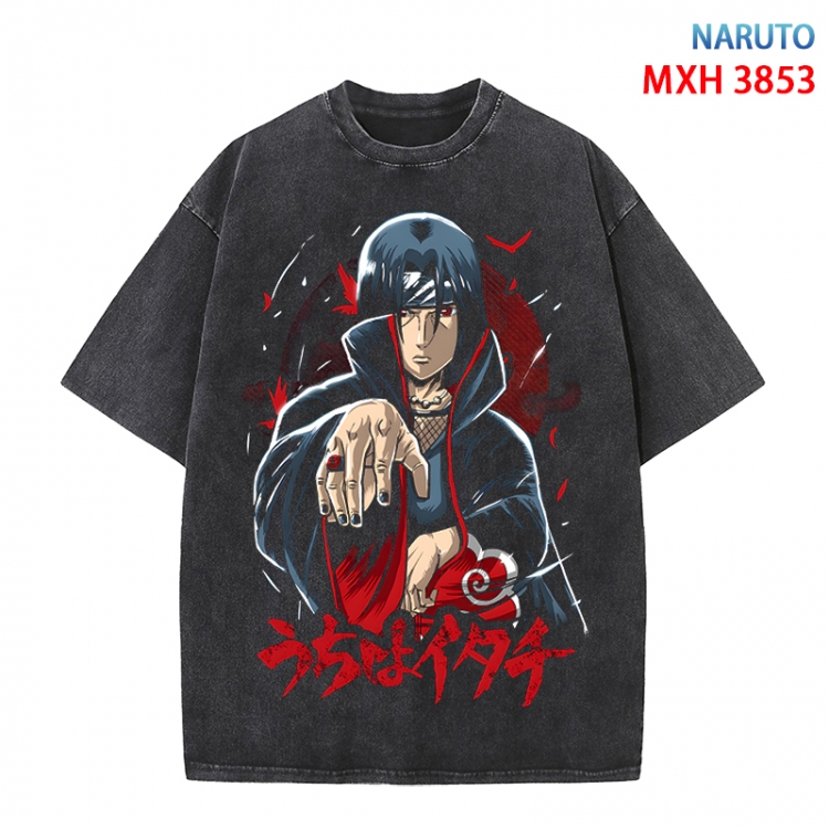 Naruto Anime peripheral pure cotton washed and worn T-shirt from S to 4XL MXH-3853