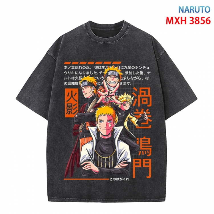 Naruto Anime peripheral pure cotton washed and worn T-shirt from S to 4XL MXH-3856