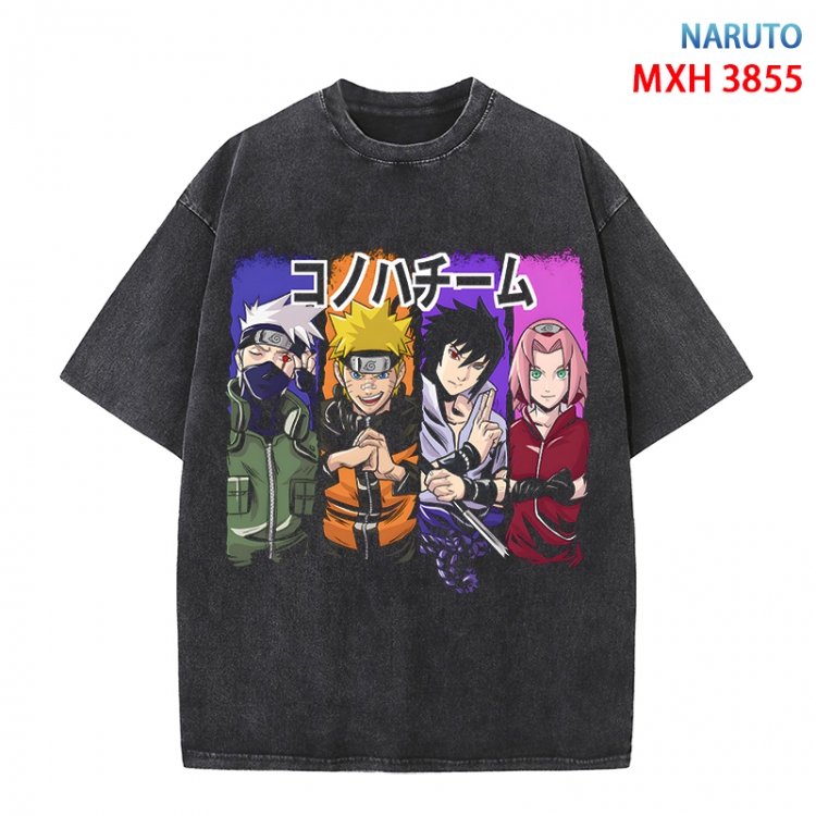 Naruto Anime peripheral pure cotton washed and worn T-shirt from S to 4XL MXH-3855