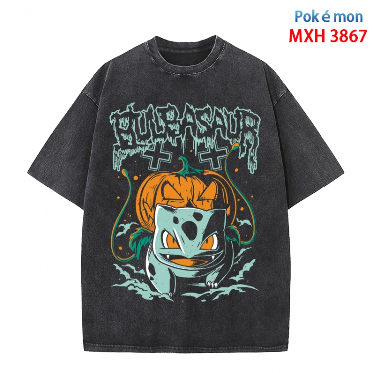 Pokemon Anime peripheral pure cotton washed and worn T-shirt from S to 4XL MXH-3867