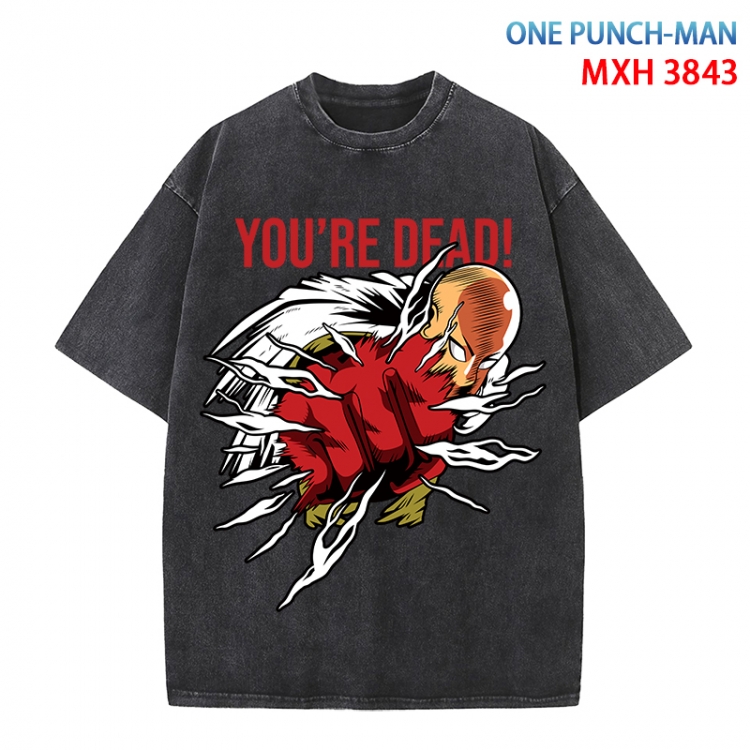 One Punch Man Anime peripheral pure cotton washed and worn T-shirt from S to 4XL  MXH-3843