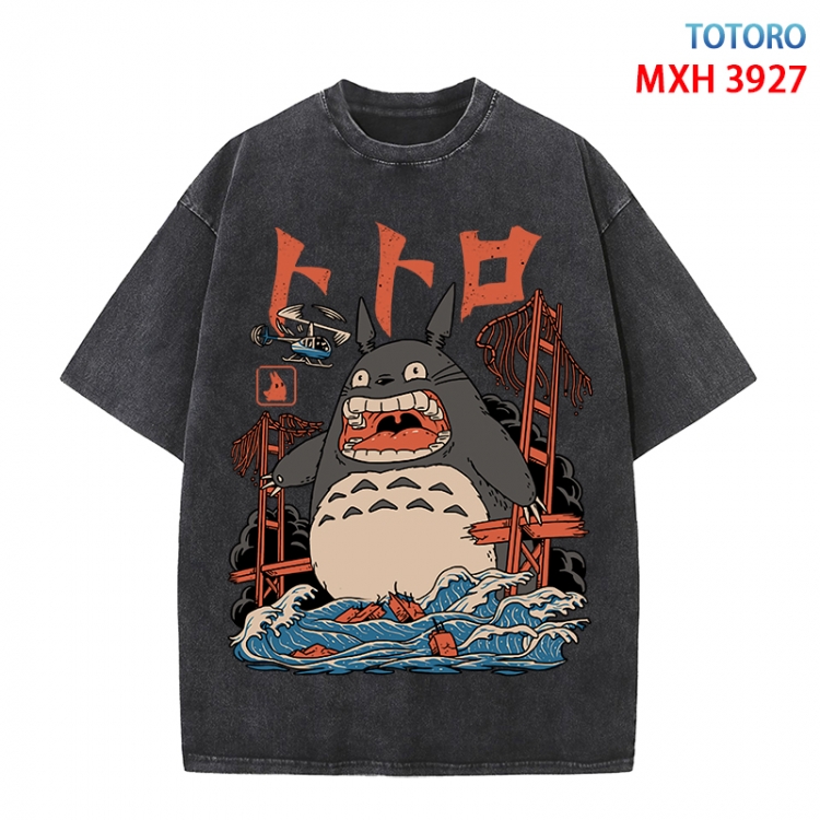 TOTORO Anime peripheral pure cotton washed and worn T-shirt from S to 4XL MXH-3927