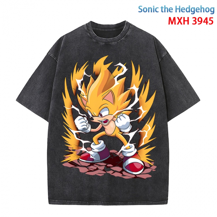 Sonic The Hedgehog Anime peripheral pure cotton washed and worn T-shirt from S to 4XL MXH-3945