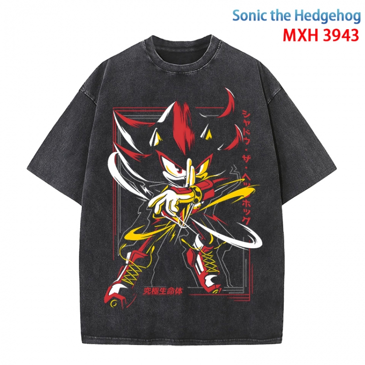 Sonic The Hedgehog Anime peripheral pure cotton washed and worn T-shirt from S to 4XL MXH-3943