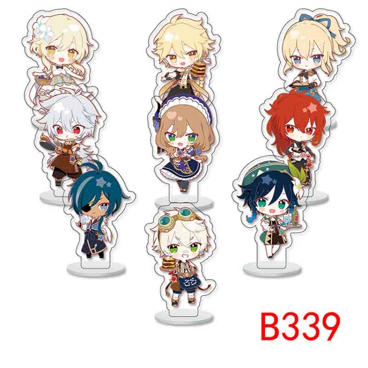 Genshin Impact Anime Character acrylic Small Standing Plates  Keychain 6cm a set of 9 B339