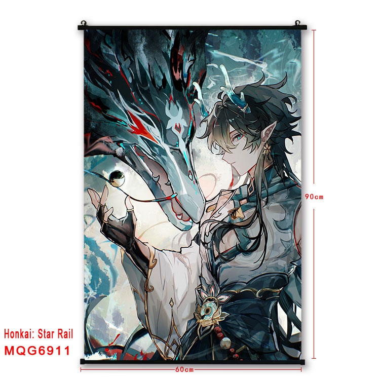 Honkai: Star Rail Anime black Plastic rod Cloth painting Wall Scroll 60X90CM MQG-6911