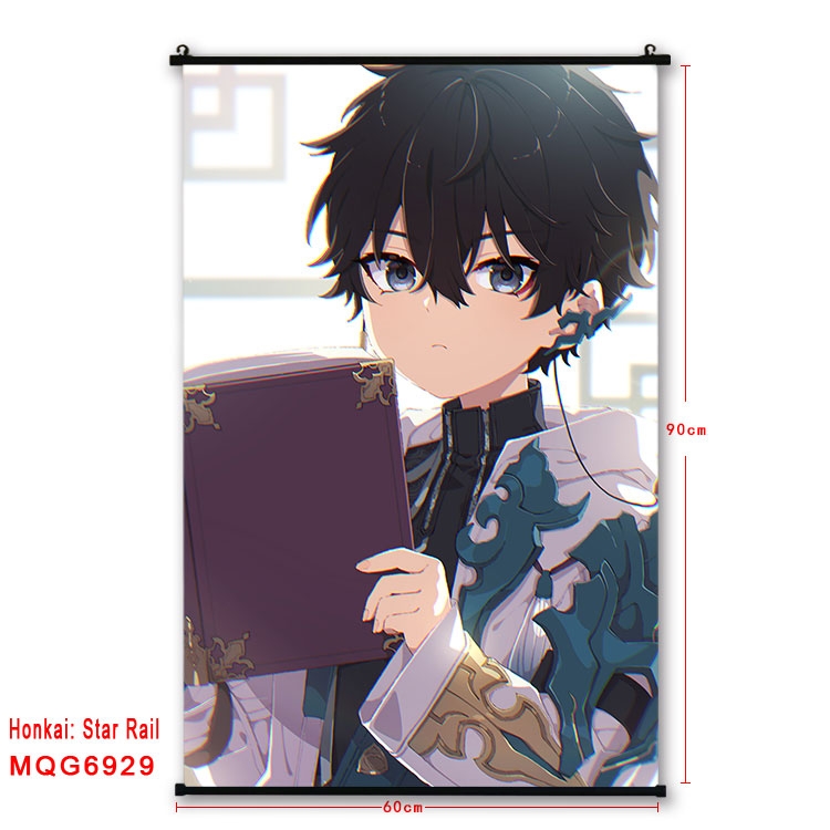 Honkai: Star Rail Anime black Plastic rod Cloth painting Wall Scroll 60X90CM MQG-6929