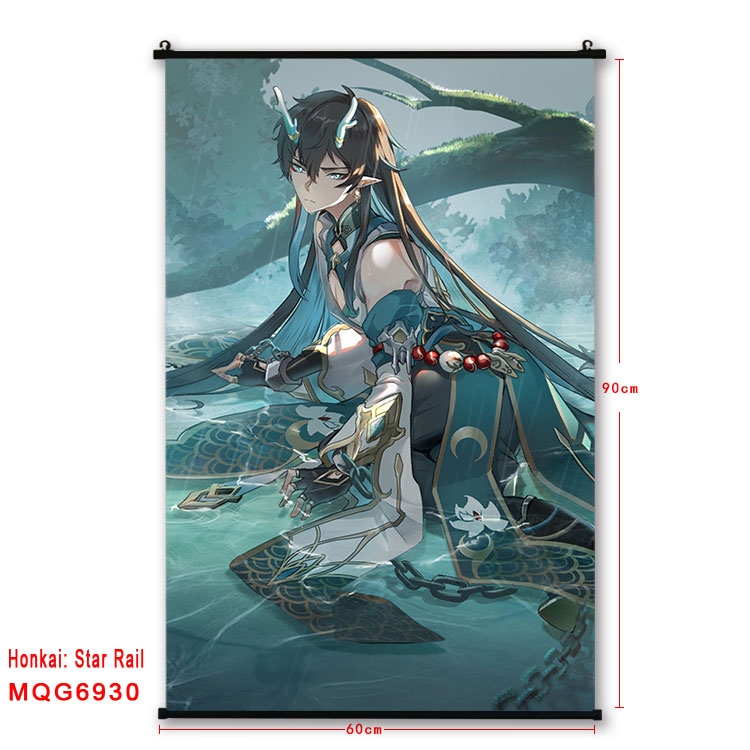 Honkai: Star Rail Anime black Plastic rod Cloth painting Wall Scroll 60X90CM MQG-6930