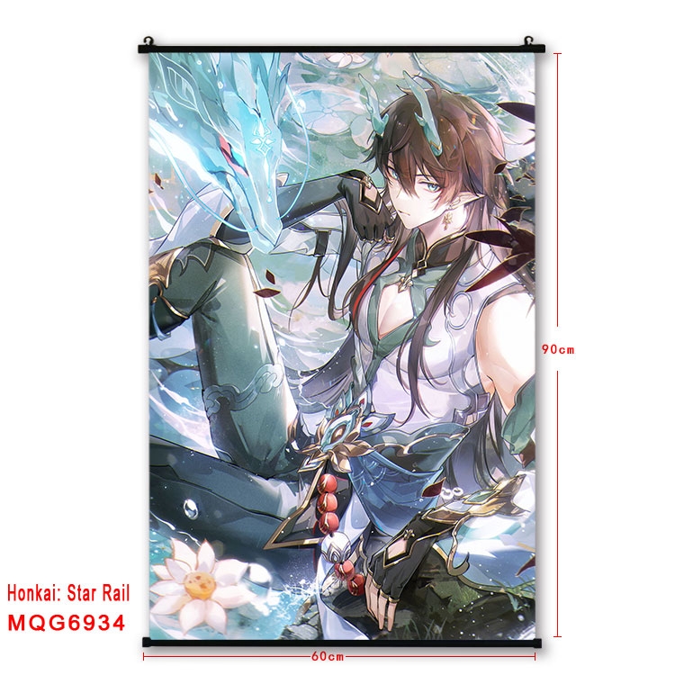 Honkai: Star Rail Anime black Plastic rod Cloth painting Wall Scroll 60X90CM MQG-6934