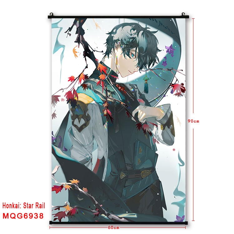 Honkai: Star Rail Anime black Plastic rod Cloth painting Wall Scroll 60X90CM MQG-6938