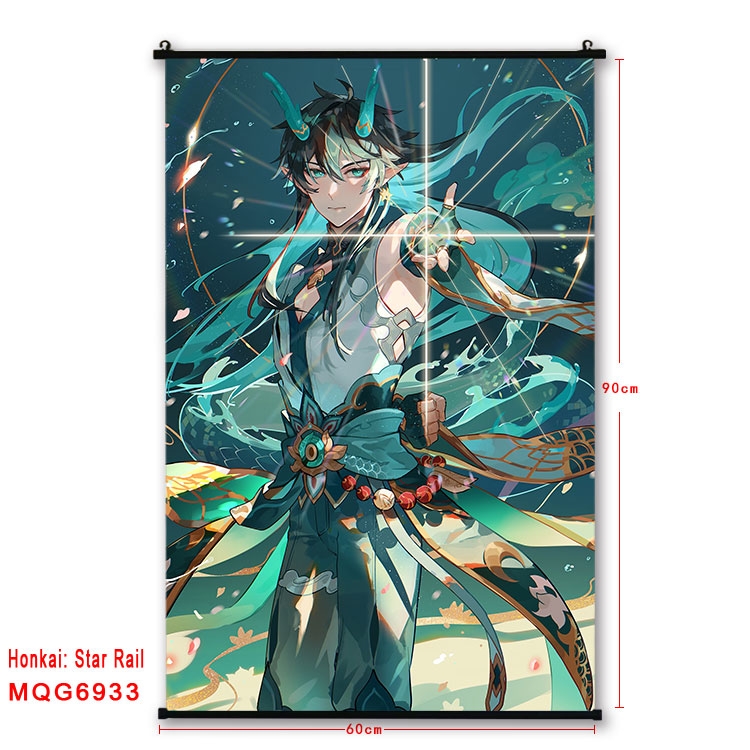 Honkai: Star Rail Anime black Plastic rod Cloth painting Wall Scroll 60X90CM  MQG-6933