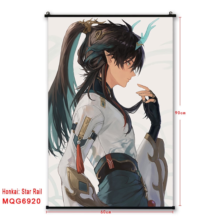 Honkai: Star Rail Anime black Plastic rod Cloth painting Wall Scroll 60X90CM MQG-6920