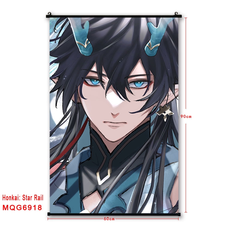 Honkai: Star Rail Anime black Plastic rod Cloth painting Wall Scroll 60X90CM  MQG-6918