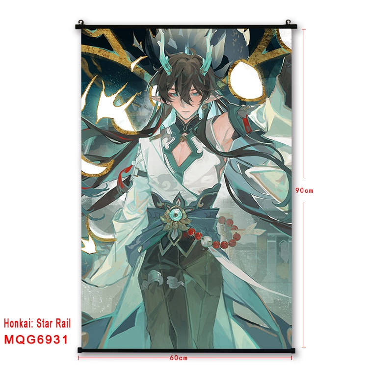 Honkai: Star Rail Anime black Plastic rod Cloth painting Wall Scroll 60X90CM  MQG-6931